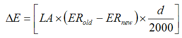 The equation for calculating the necessary emission reductions per unit for units currently using Reduction Credits.