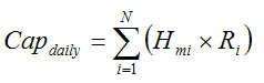 The equation for calculating the daily cap measured in pounds per day for all electric generating facilities included in the system cap.